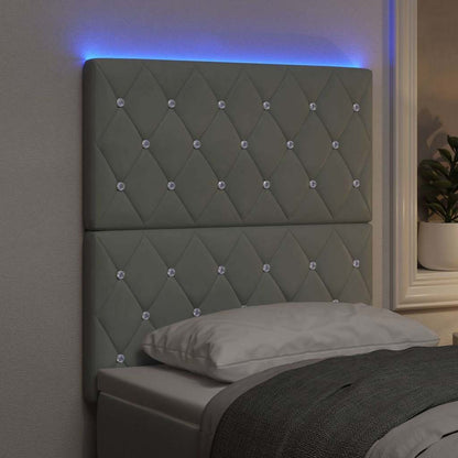 vidaXL Tête de lit avec bandes lumineuses LED Gris clair 80 cm Polyester