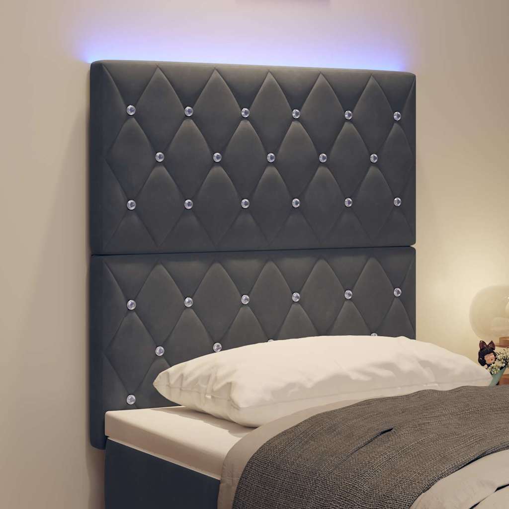 vidaXL Tête de lit à LED avec bandes lumineuses à LED Gris foncé 80 cm Polyester