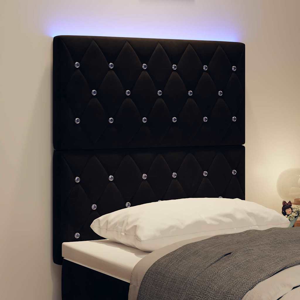 vidaXL Tête de lit à LED avec bandes lumineuses à LED Noir 80 cm Polyester