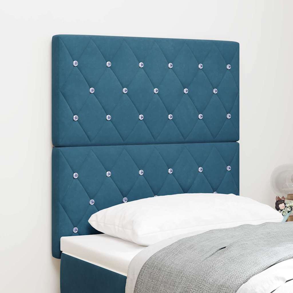 vidaXL Tête de lit à LED avec bandes lumineuses LED Bleu foncé 80 cm Polyester