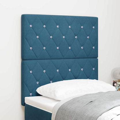 vidaXL Tête de lit à LED avec bandes lumineuses LED Bleu foncé 80 cm Polyester