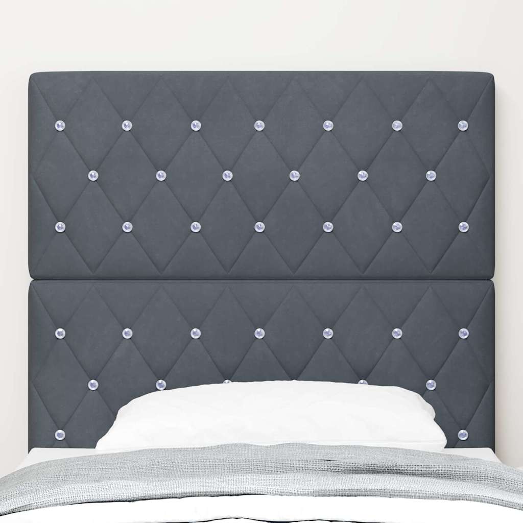 vidaXL Tête de lit à LED avec bandes lumineuses LED Gris foncé 90 cm Polyester