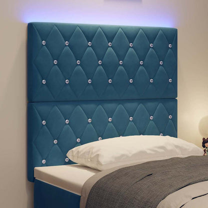 vidaXL Tête de lit à LED avec bandes lumineuses à LED Bleu foncé 90 cm Polyester