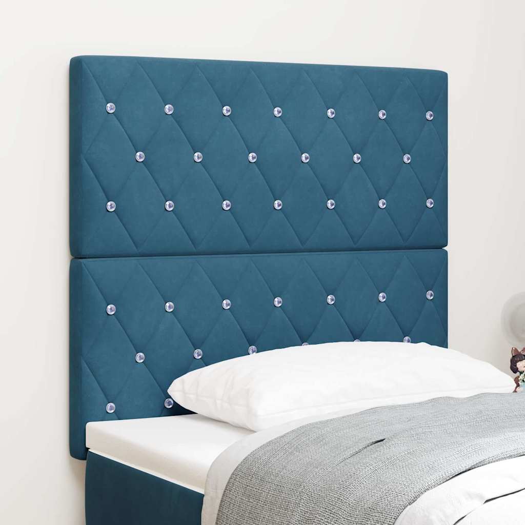 vidaXL Tête de lit à LED avec bandes lumineuses à LED Bleu foncé 90 cm Polyester