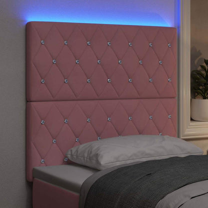 vidaXL Tête de lit à LED avec bandes lumineuses LED Rose 90 cm Polyester