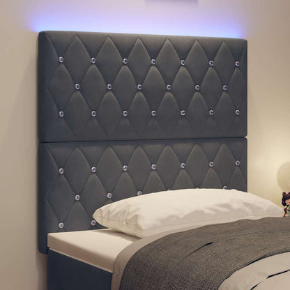 vidaXL Tête de lit LED avec bandes LED gris foncé 100 cm polyester