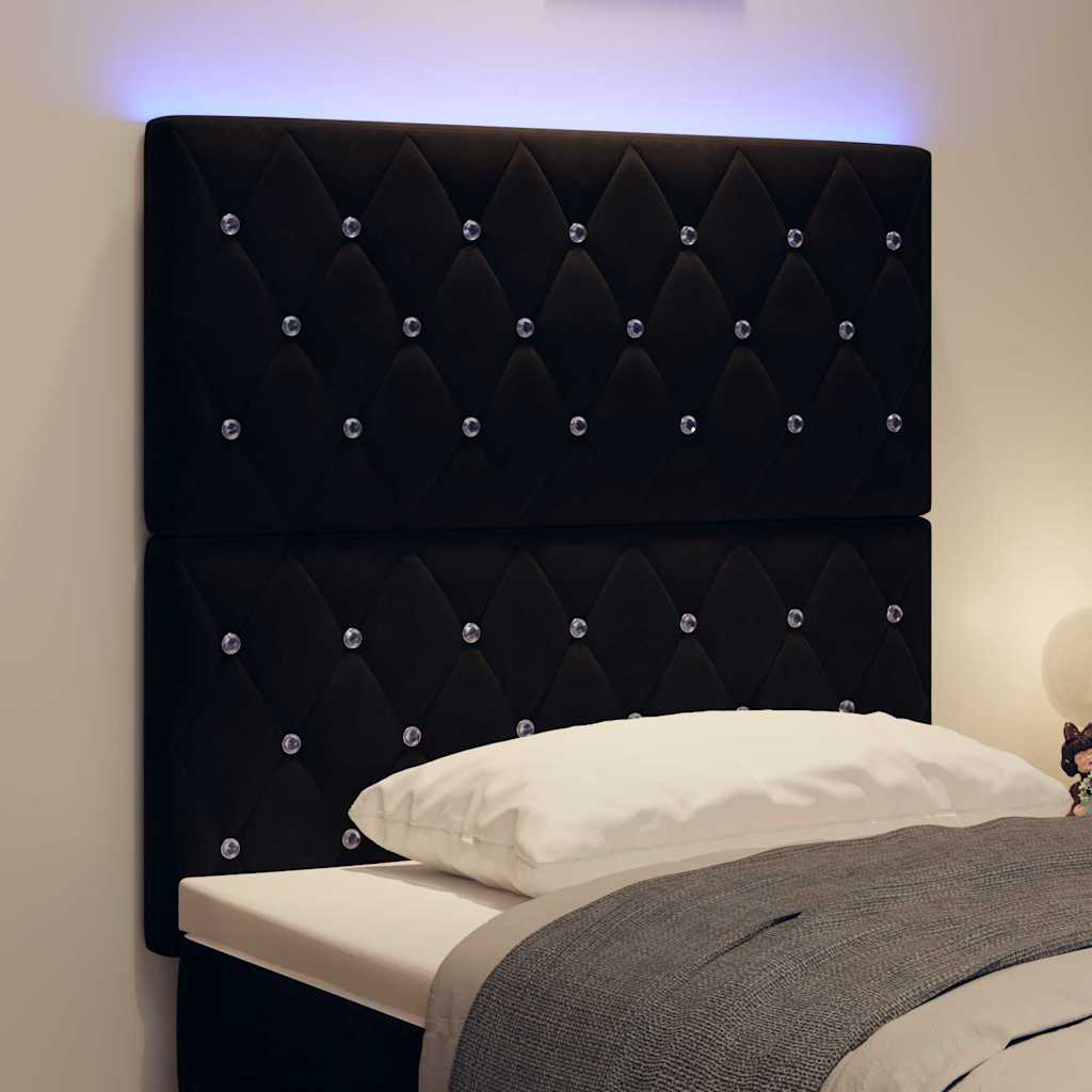 vidaXL Tête de lit LED avec bandes lumineuses LED Noir 100 cm Polyester