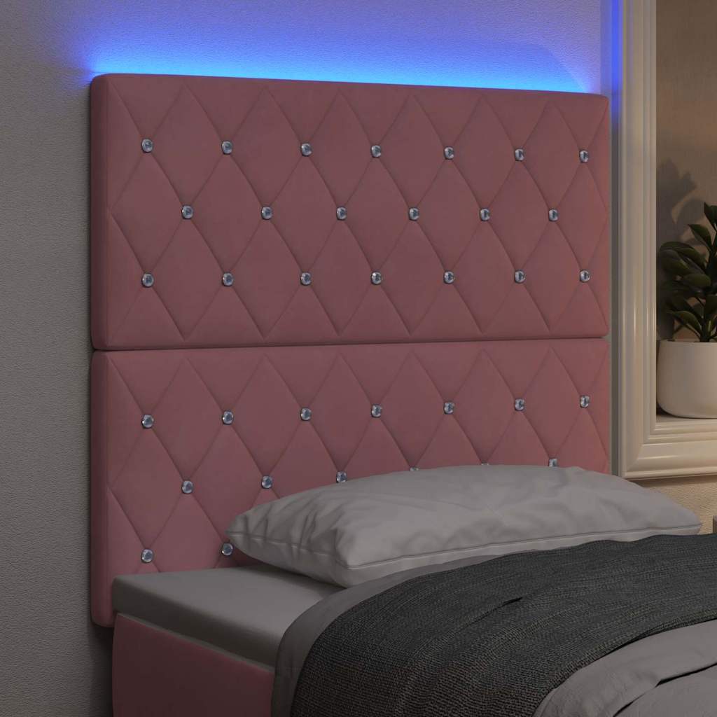 vidaXL Tête de lit à LED avec bandes lumineuses LED rose 100 cm polyester