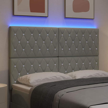 vidaXL Tête de lit LED avec bandes lumineuses LED Gris clair 144 cm Polyester