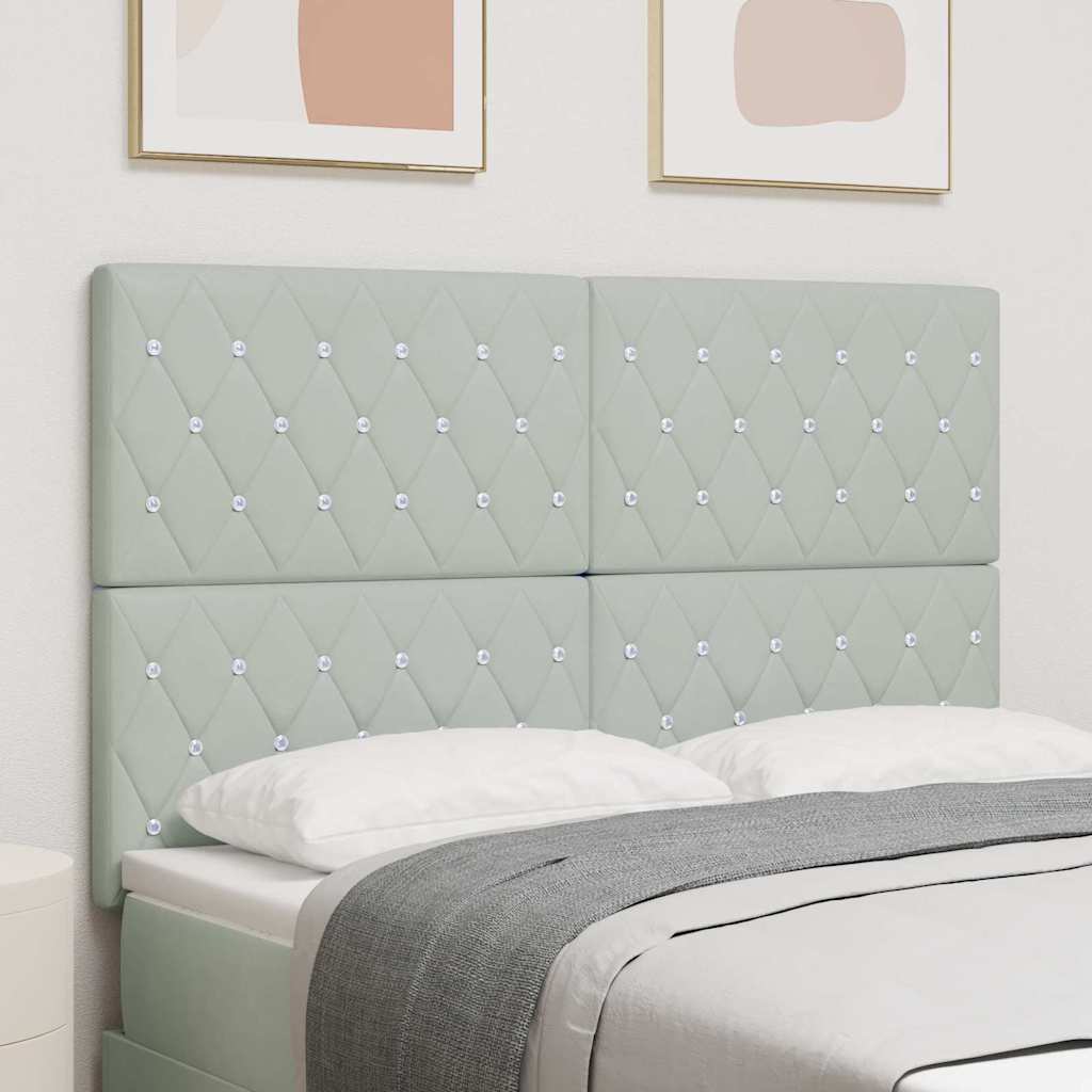 vidaXL Tête de lit LED avec bandes lumineuses LED Gris clair 144 cm Polyester