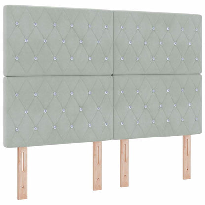 vidaXL Tête de lit LED avec bandes lumineuses LED Gris clair 144 cm Polyester