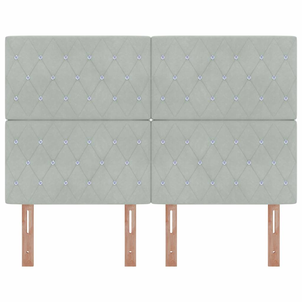 vidaXL Tête de lit LED avec bandes lumineuses LED Gris clair 144 cm Polyester