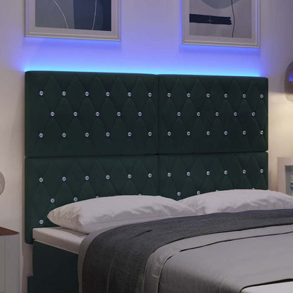 vidaXL Tête de lit à LED avec bandes lumineuses Vert foncé 144 cm Polyester