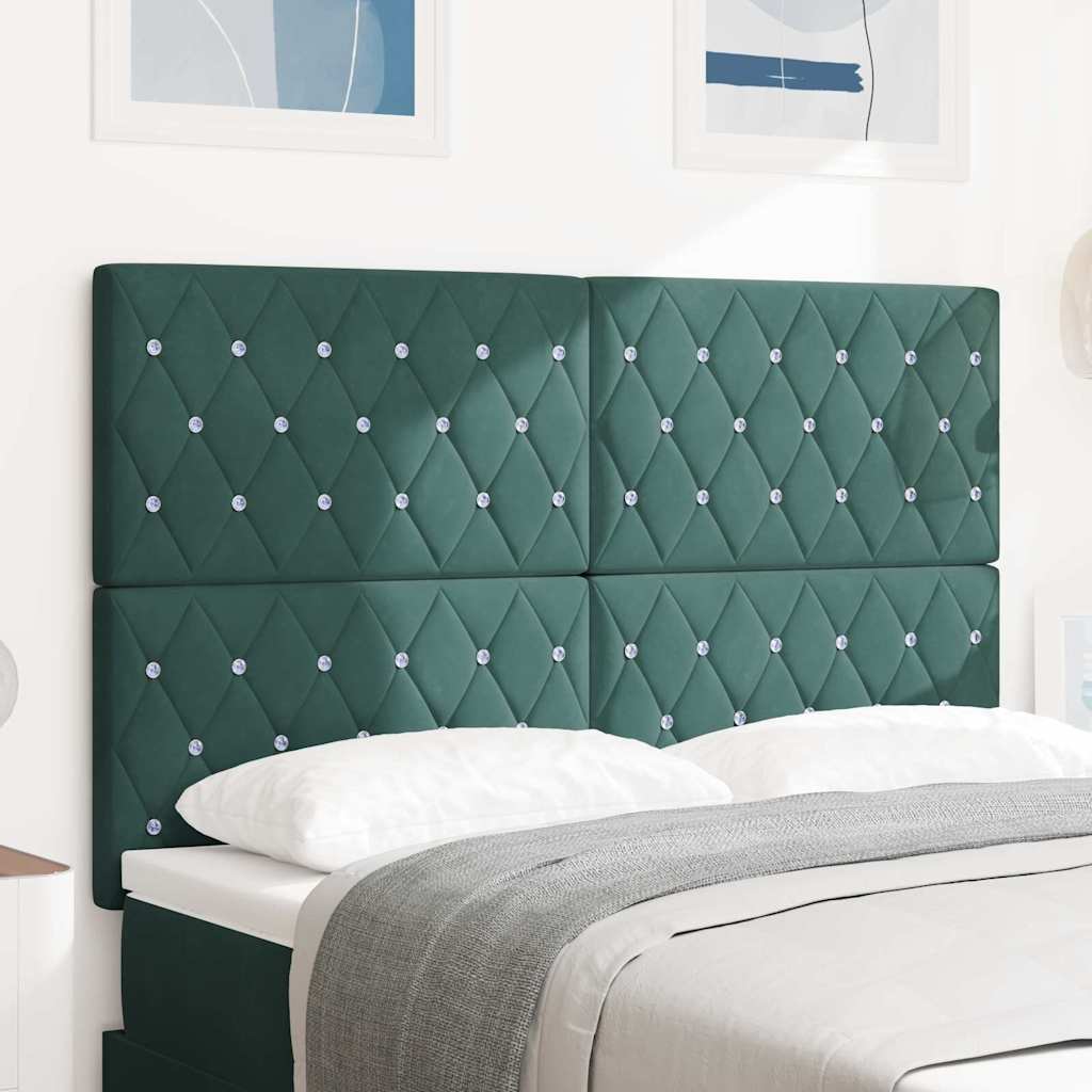 vidaXL Tête de lit à LED avec bandes lumineuses Vert foncé 144 cm Polyester
