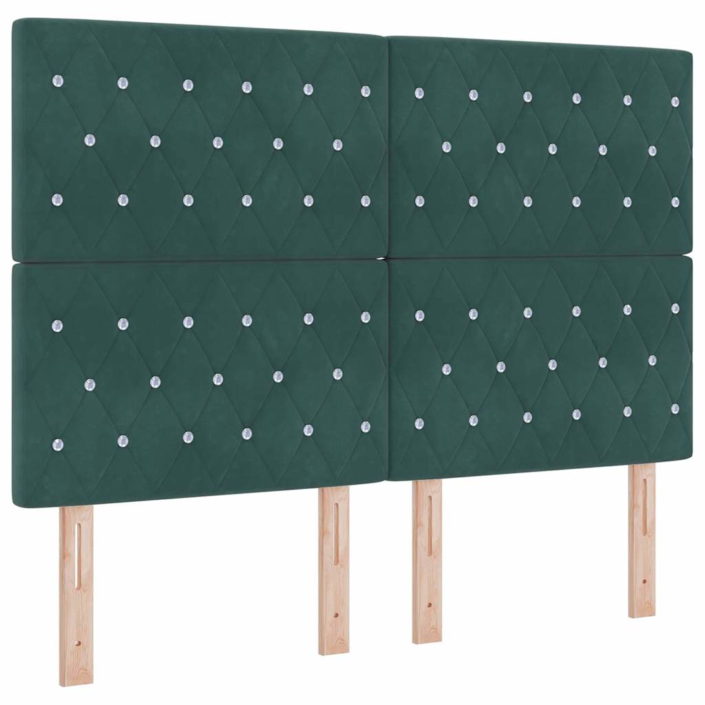 vidaXL Tête de lit à LED avec bandes lumineuses Vert foncé 144 cm Polyester