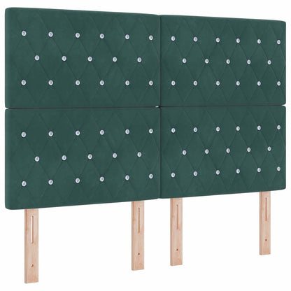 vidaXL Tête de lit à LED avec bandes lumineuses Vert foncé 144 cm Polyester