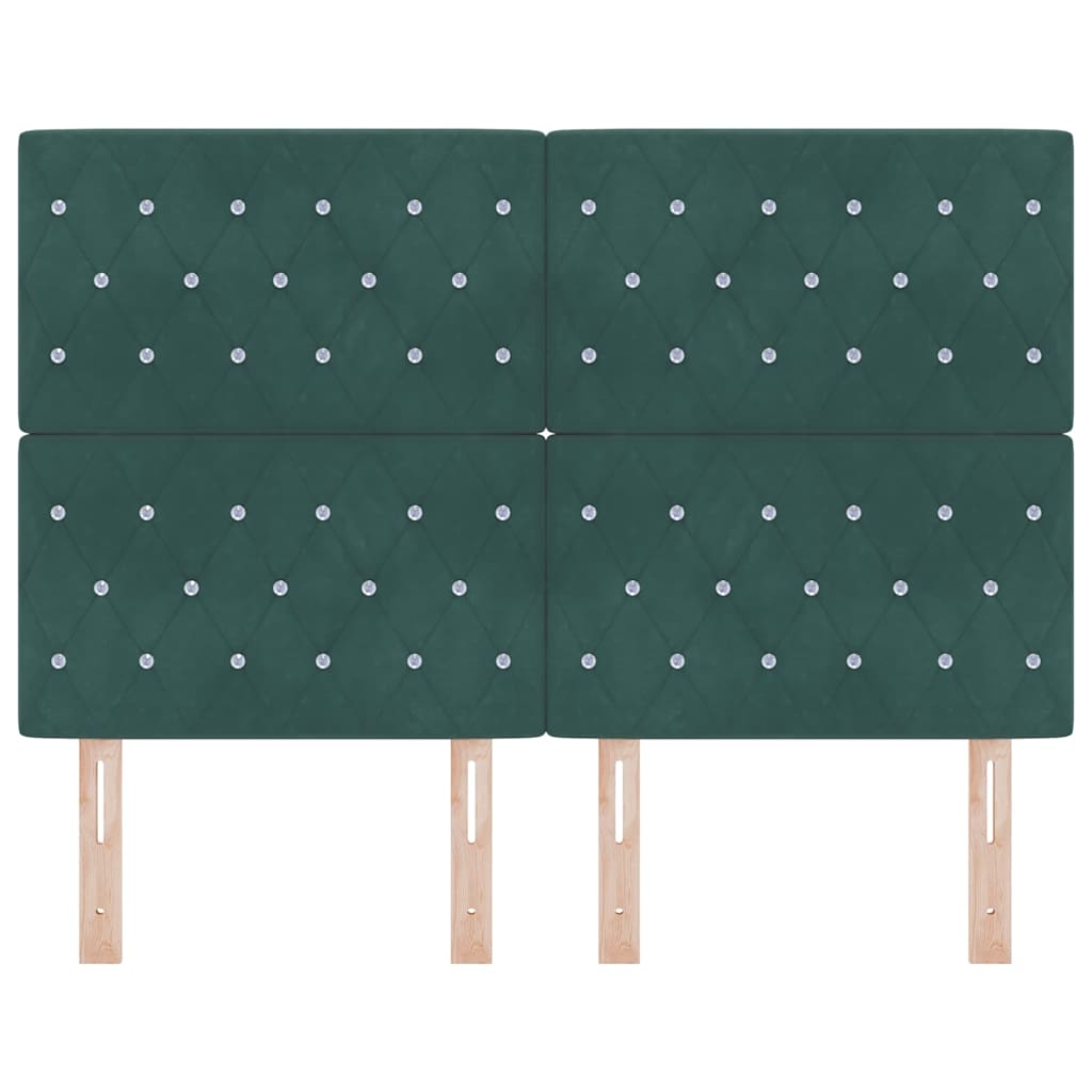 vidaXL Tête de lit à LED avec bandes lumineuses Vert foncé 144 cm Polyester