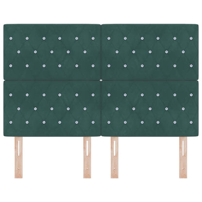 vidaXL Tête de lit à LED avec bandes lumineuses Vert foncé 144 cm Polyester