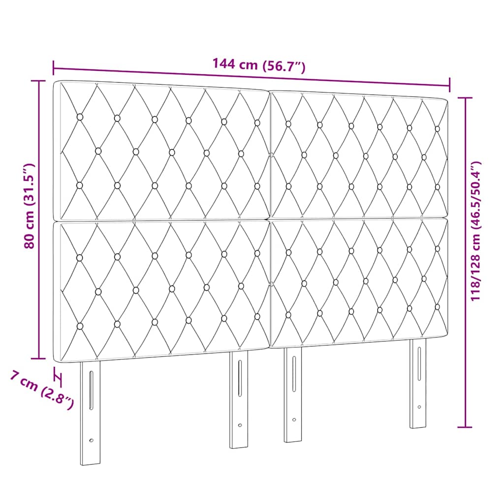 vidaXL Tête de lit à LED avec bandes lumineuses Vert foncé 144 cm Polyester
