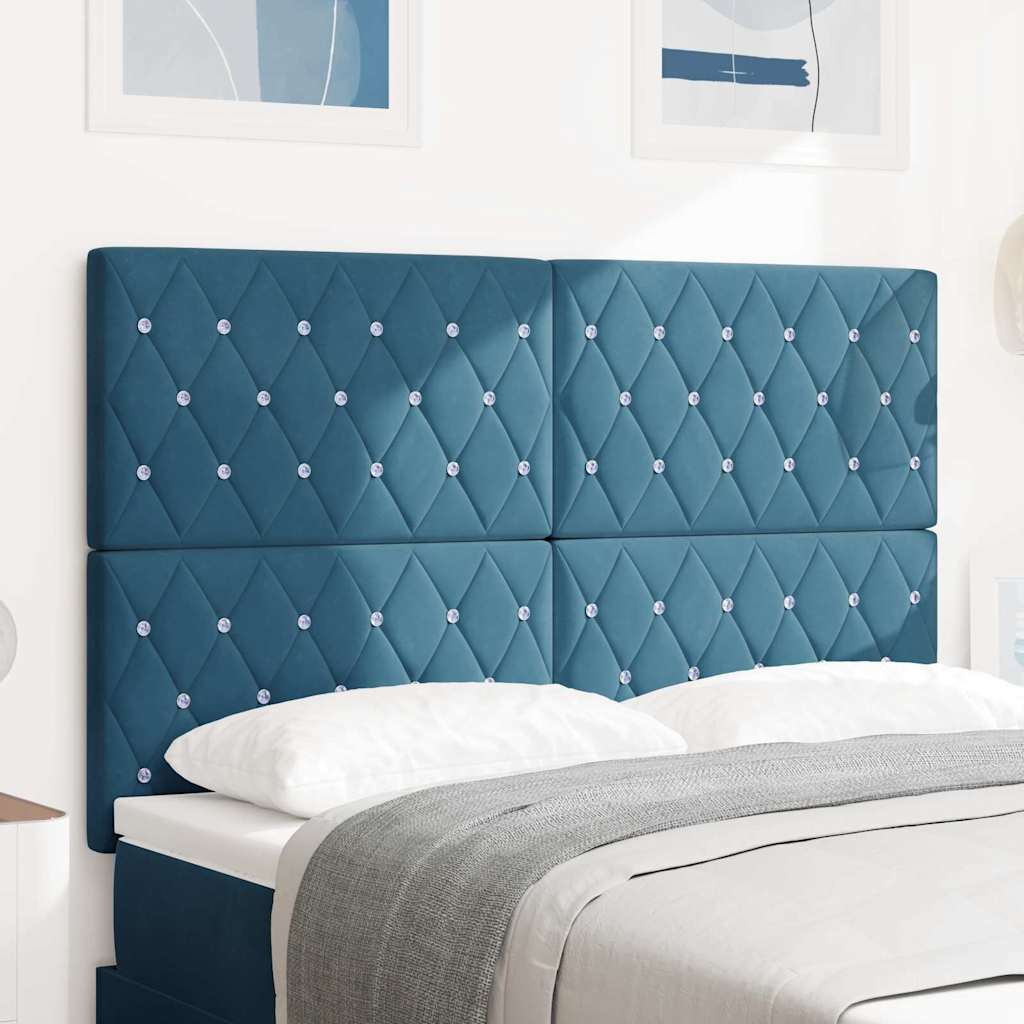 vidaXL Tête de lit à LED avec bandes lumineuses LED bleu foncé 144 cm polyester