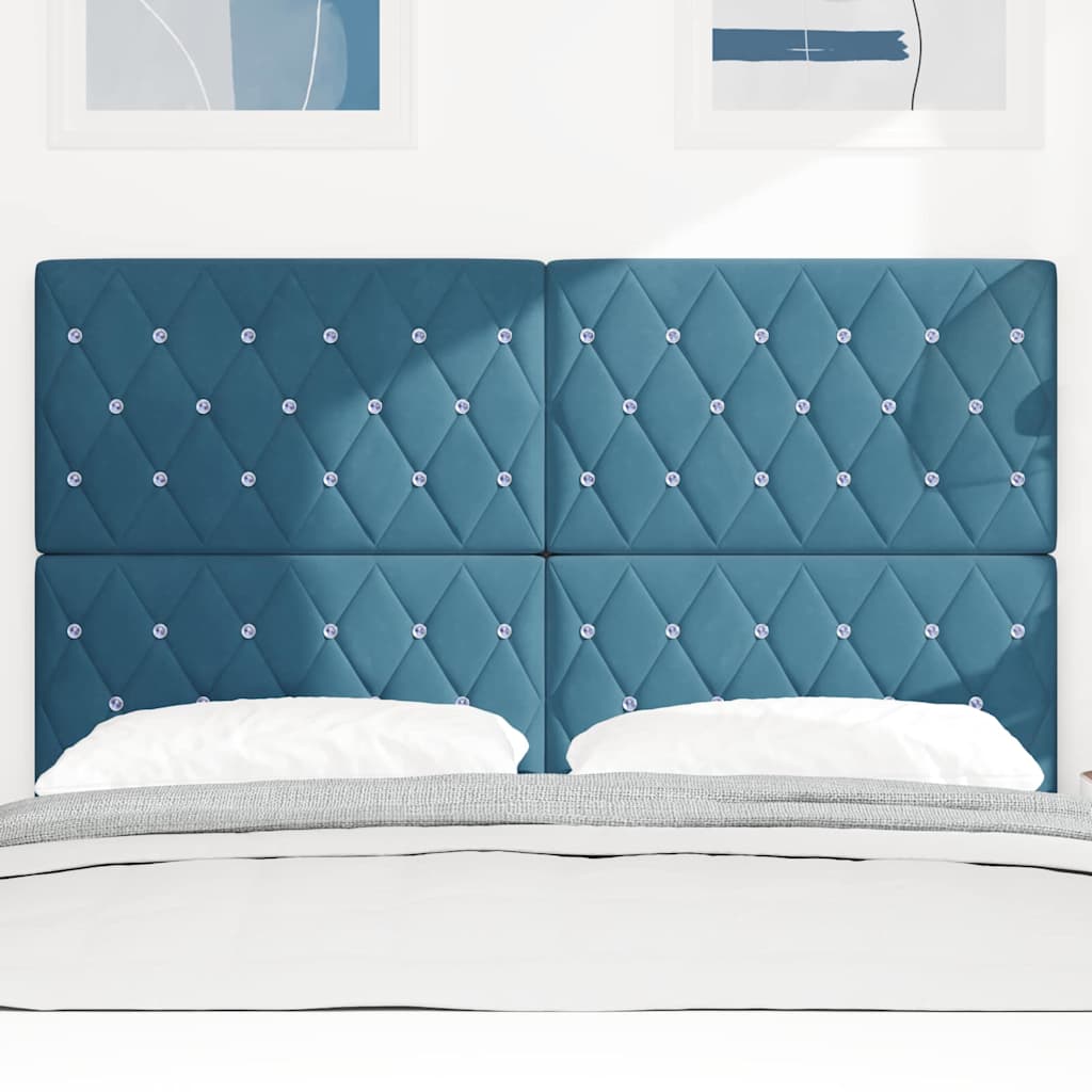 vidaXL Tête de lit à LED avec bandes lumineuses LED bleu foncé 144 cm polyester
