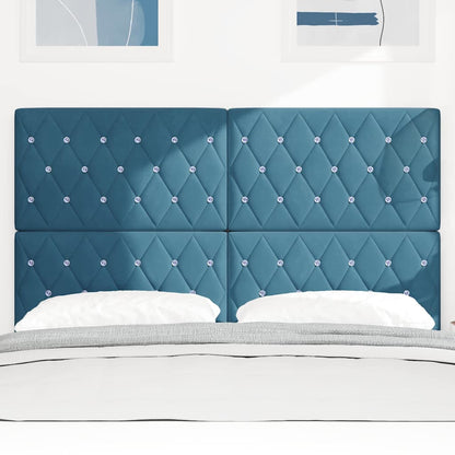 vidaXL Tête de lit à LED avec bandes lumineuses LED bleu foncé 144 cm polyester