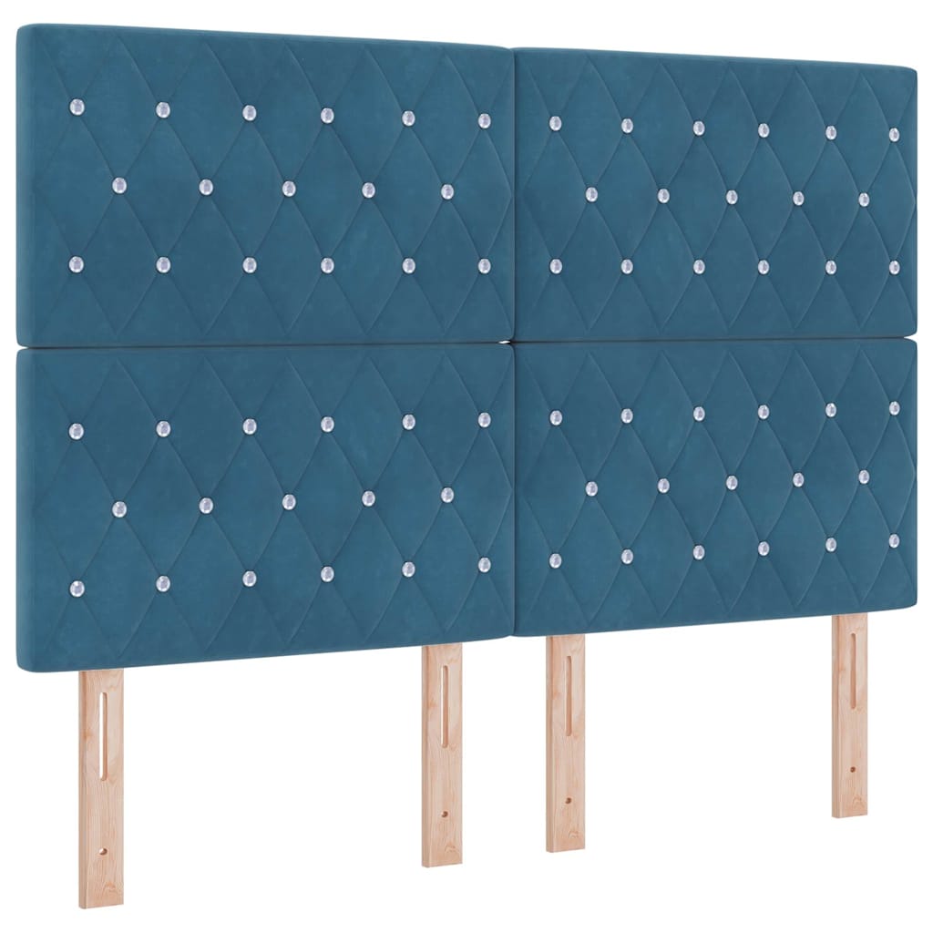 vidaXL Tête de lit à LED avec bandes lumineuses LED bleu foncé 144 cm polyester