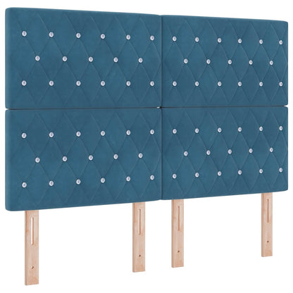 vidaXL Tête de lit à LED avec bandes lumineuses LED bleu foncé 144 cm polyester