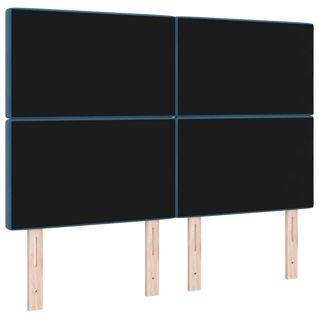 vidaXL Tête de lit à LED avec bandes lumineuses LED bleu foncé 144 cm polyester
