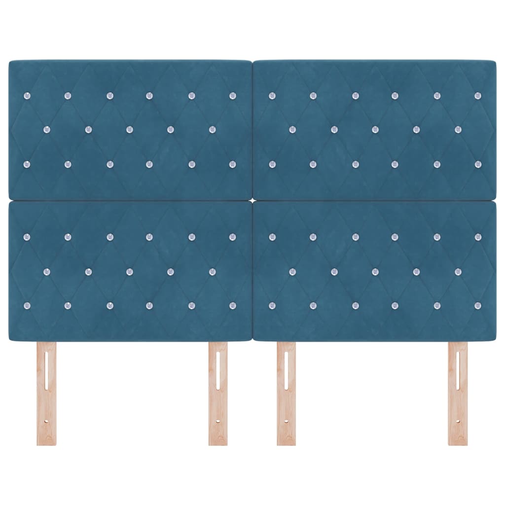 vidaXL Tête de lit à LED avec bandes lumineuses LED bleu foncé 144 cm polyester