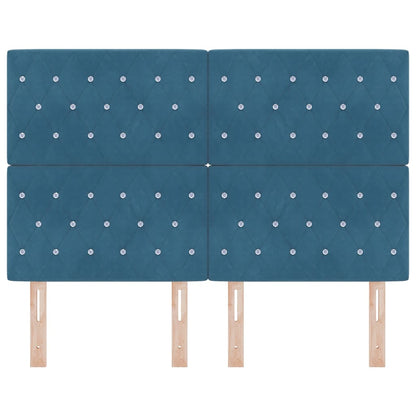 vidaXL Tête de lit à LED avec bandes lumineuses LED bleu foncé 144 cm polyester