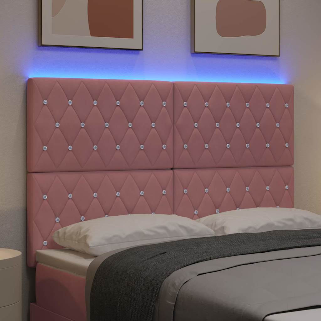vidaXL Tête de lit à LED avec bande lumineuse LED rose 144 cm Polyester