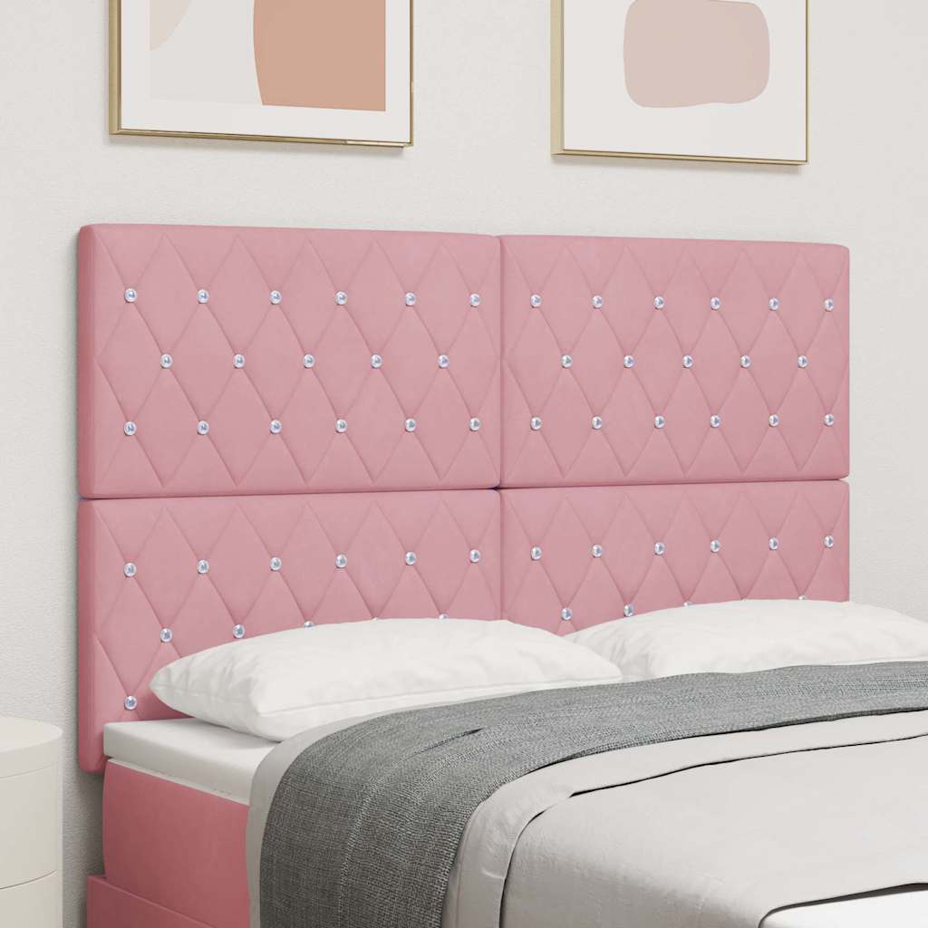 vidaXL Tête de lit à LED avec bande lumineuse LED rose 144 cm Polyester
