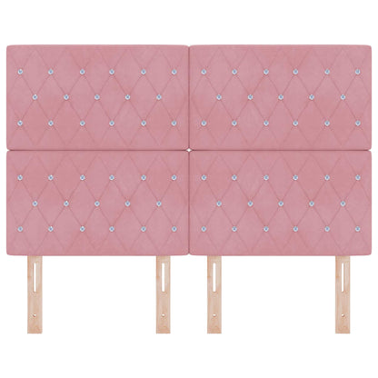 vidaXL Tête de lit à LED avec bande lumineuse LED rose 144 cm Polyester