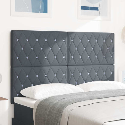vidaXL LED Kopfteil mit LED-Lichtleisten Dunkelgrau 160 cm Polyester
