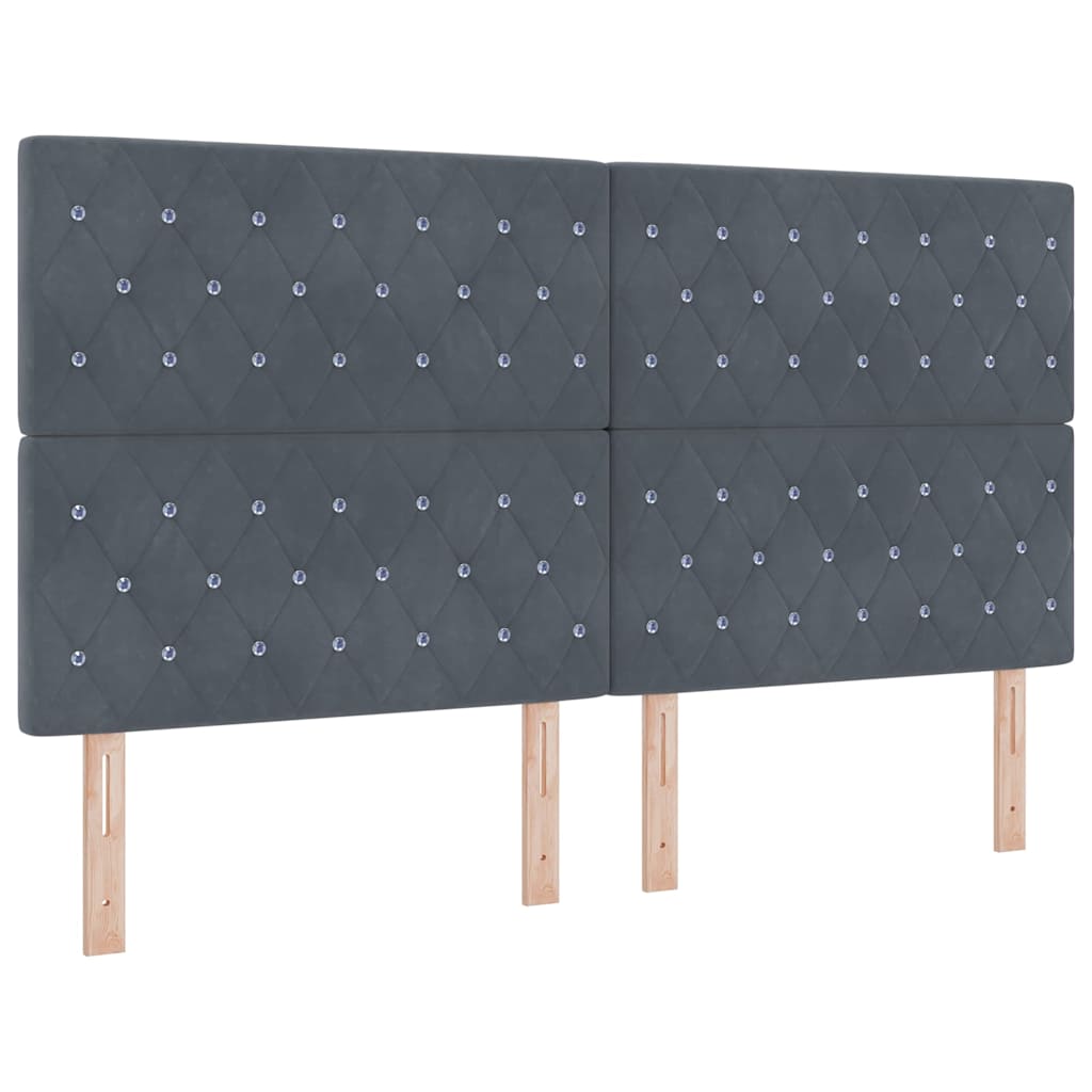 vidaXL LED Kopfteil mit LED-Lichtleisten Dunkelgrau 180 cm Polyester