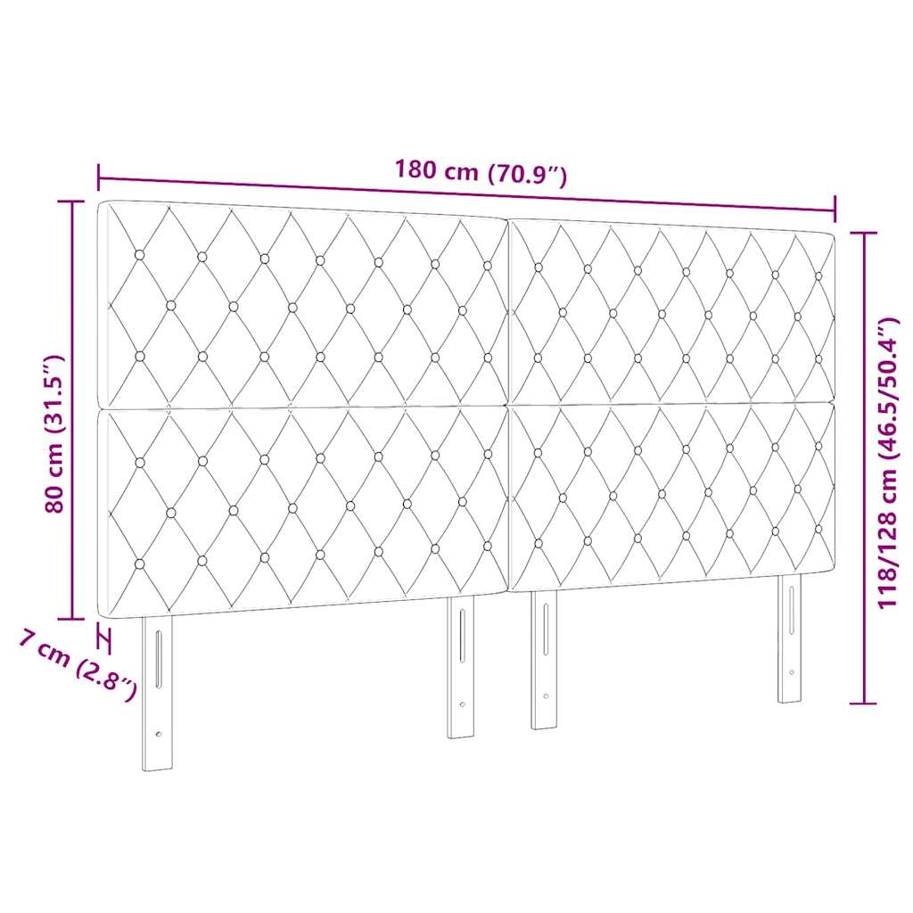 vidaXL LED Kopfteil mit LED-Lichtleisten Dunkelgrau 180 cm Polyester