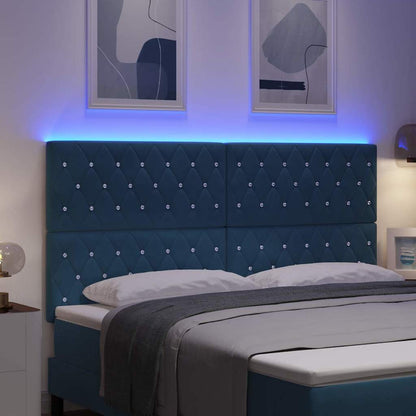 vidaXL LED Kopfteil mit LED-Lichtleisten Dunkelblau 180 cm Polyester