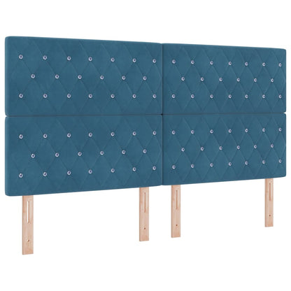 vidaXL LED Kopfteil mit LED-Lichtleisten Dunkelblau 180 cm Polyester
