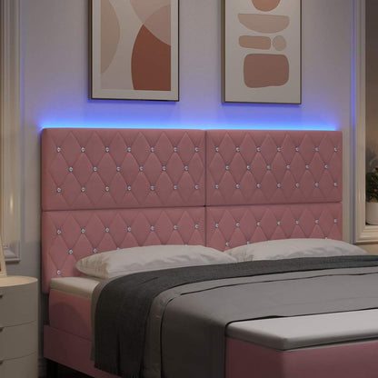 vidaXL LED Kopfteil mit LED-Lichtleisten Rosa 180 cm Polyester