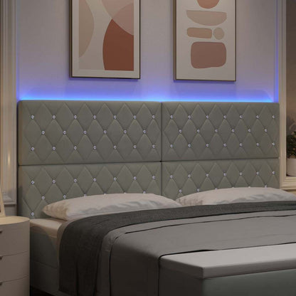 vidaXL LED Kopfteil mit LED-Lichtleisten Hellgrau 200 cm Polyester