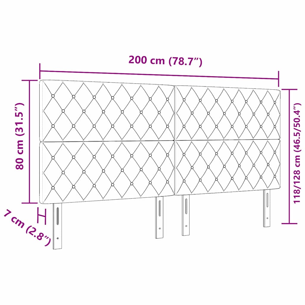 vidaXL LED Kopfteil mit LED-Lichtleisten Hellgrau 200 cm Polyester