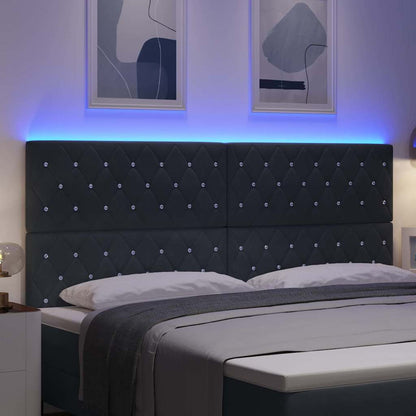 vidaXL LED Kopfteil mit LED-Lichtleisten Dunkelgrau 200 cm Polyester