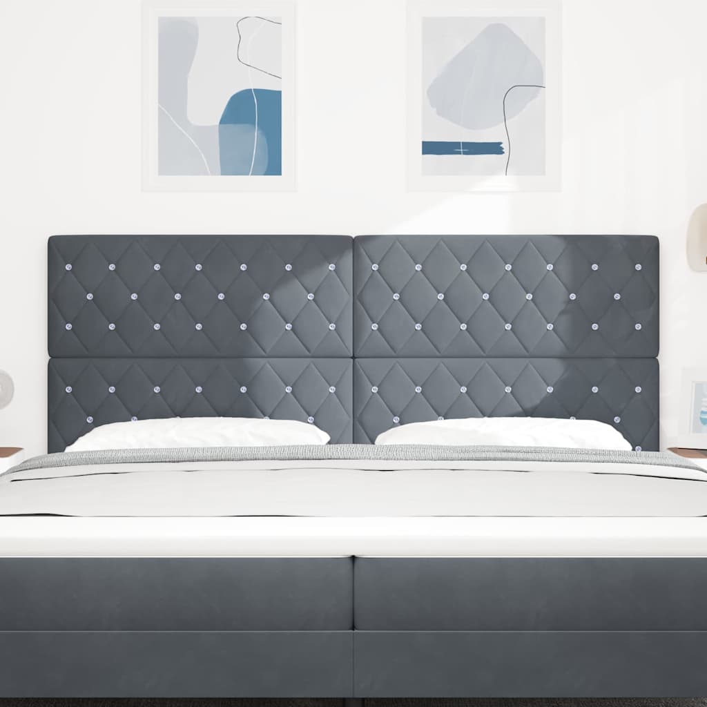 vidaXL LED Kopfteil mit LED-Lichtleisten Dunkelgrau 200 cm Polyester