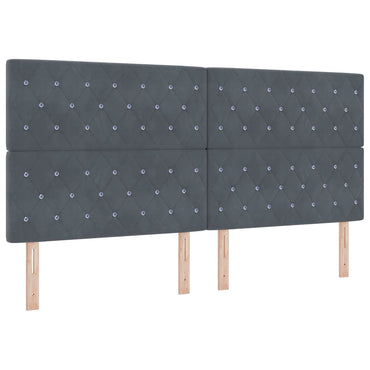 vidaXL LED Kopfteil mit LED-Lichtleisten Dunkelgrau 200 cm Polyester