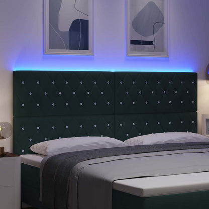 vidaXL LED Kopfteil mit LED-Lichtleisten Dunkelgrün 200 cm Polyester