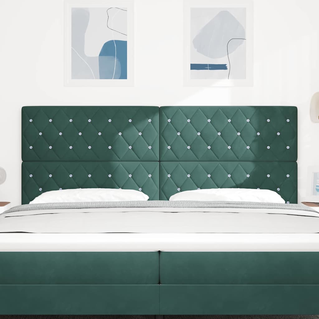 vidaXL LED Kopfteil mit LED-Lichtleisten Dunkelgrün 200 cm Polyester