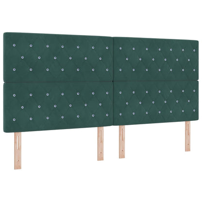 vidaXL LED Kopfteil mit LED-Lichtleisten Dunkelgrün 200 cm Polyester