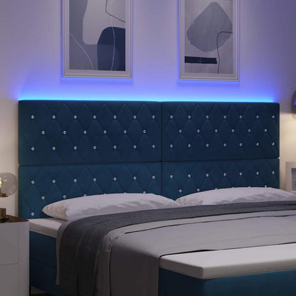 vidaXL LED Kopfteil mit LED-Lichtleisten Dunkelblau 200 cm Polyester