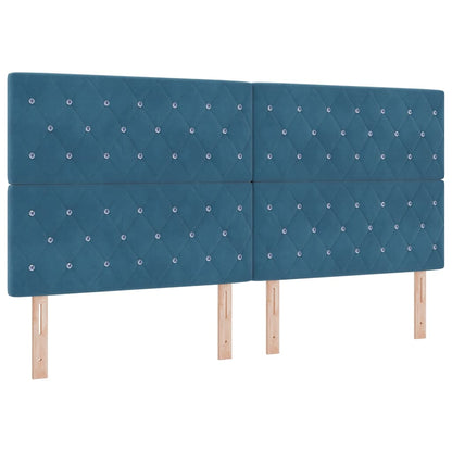 vidaXL LED Kopfteil mit LED-Lichtleisten Dunkelblau 200 cm Polyester